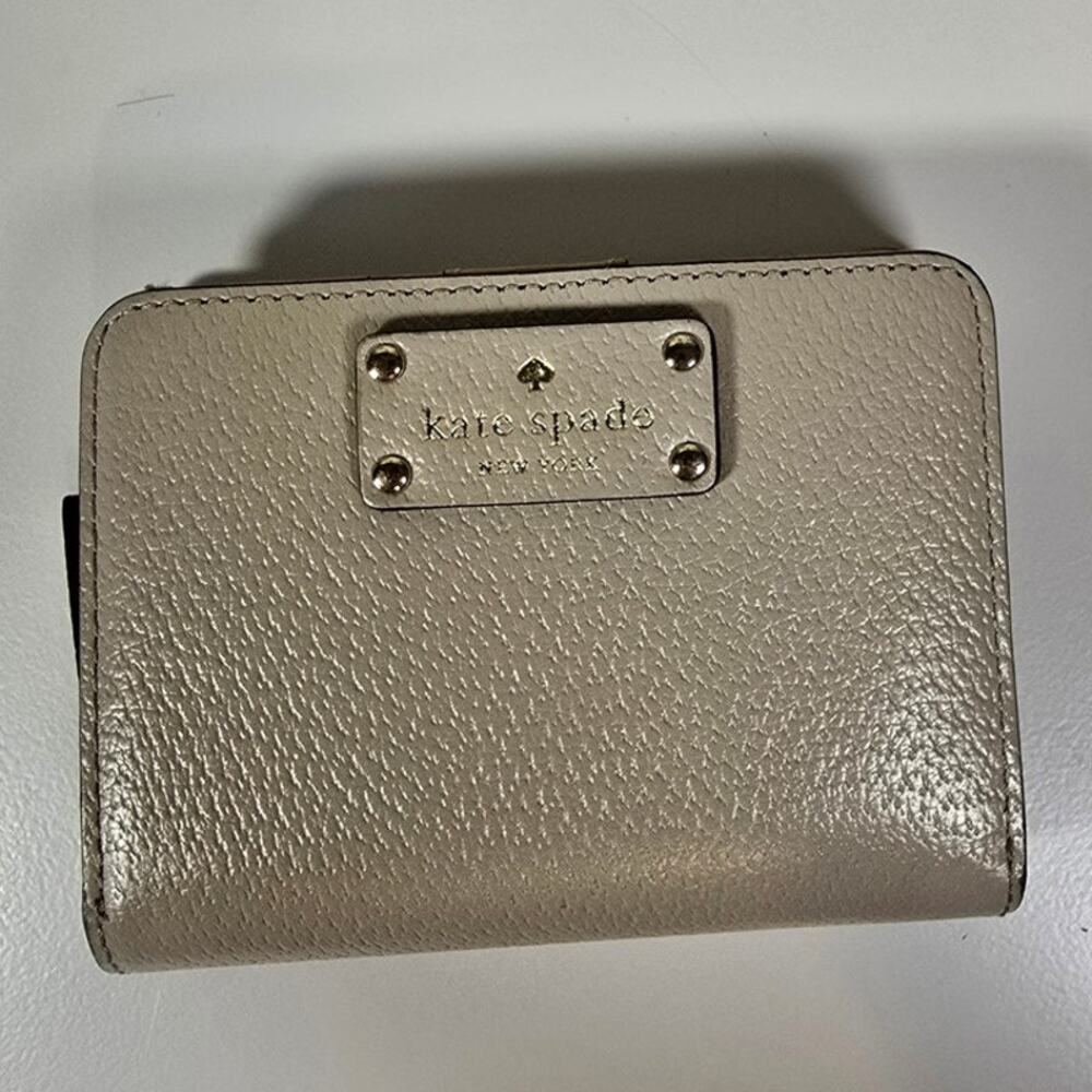 kate spade Grey/Khaki Bi-fold Snap Wallet